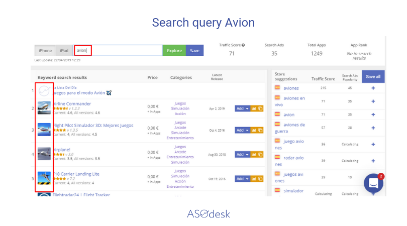 ASOdesk’s Keyword Explorer tool