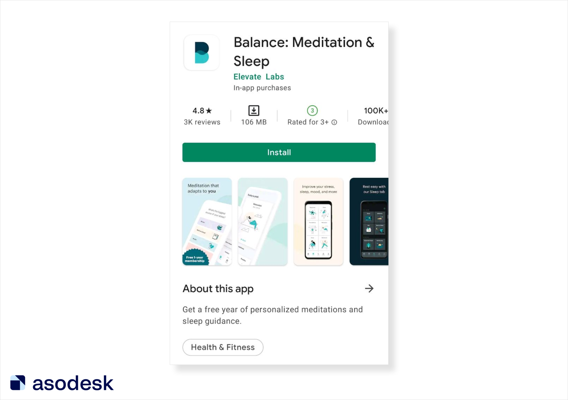App Description of the Balance app on Google Play