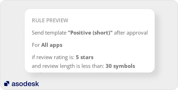Asodesk lets you create rules for automatically replying to reviews