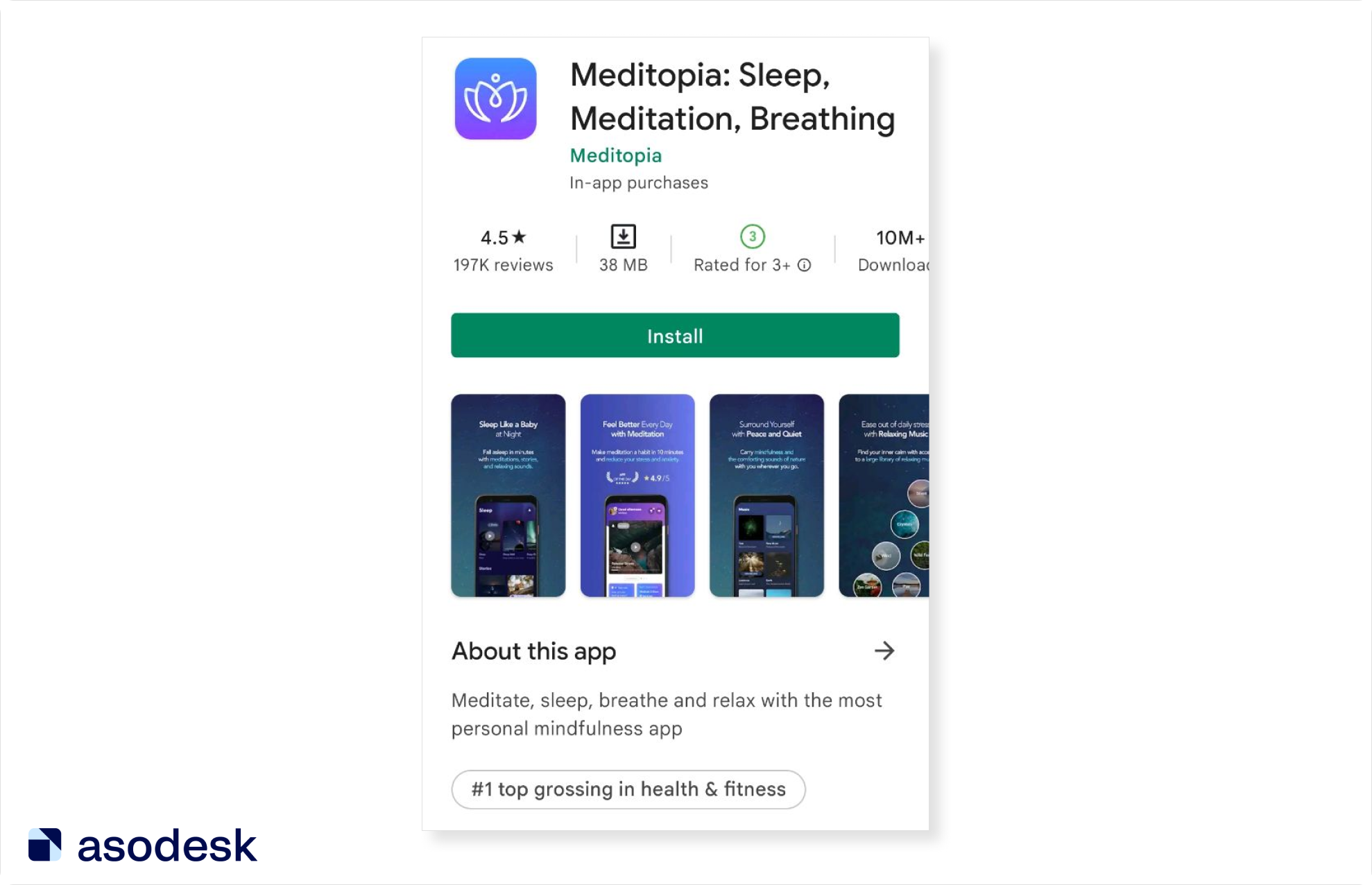 By the name of the Meditopia app, you can immediately understand the purpose of this app.