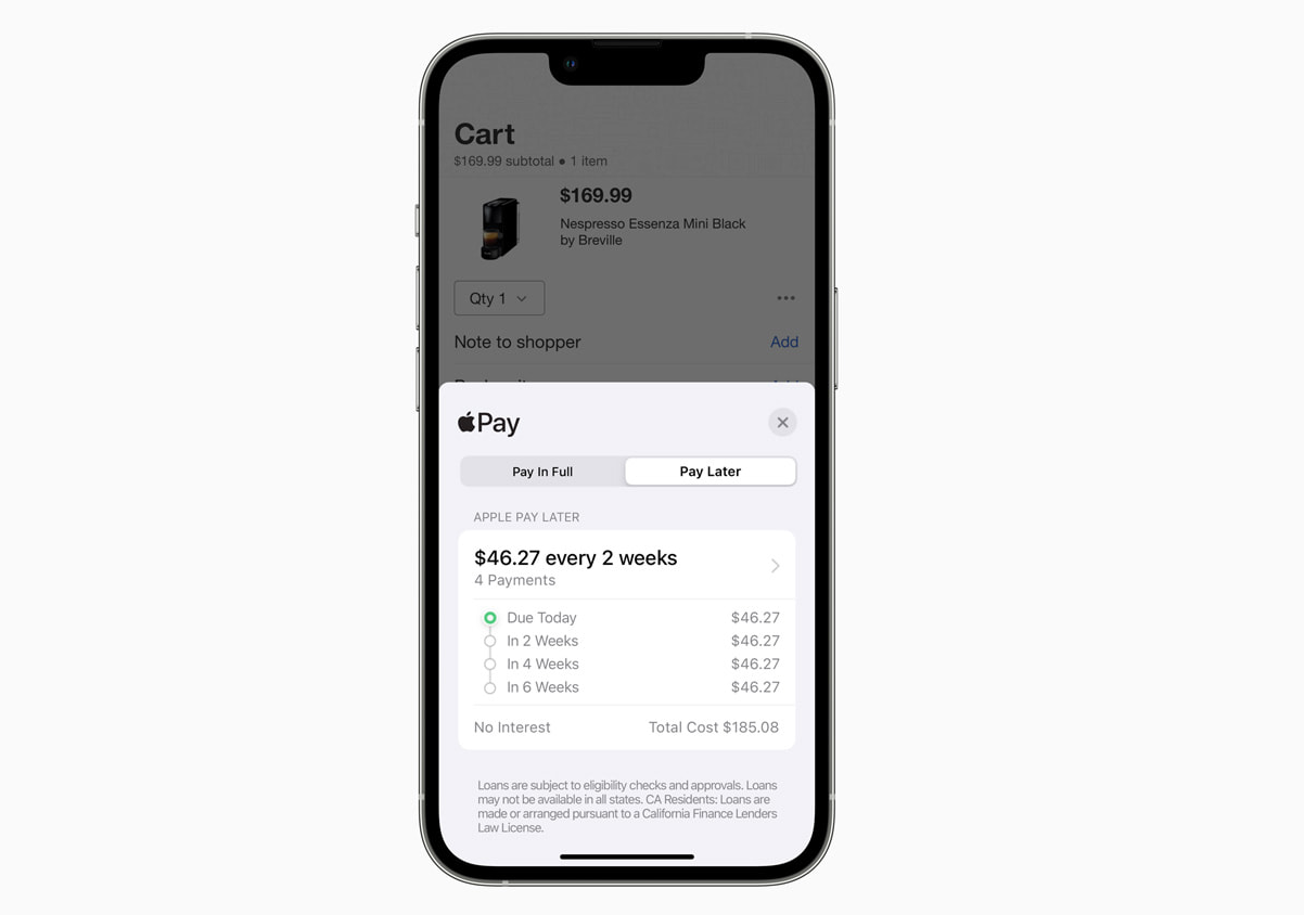 Apple Pay Later allow you to divide payment into 4 parts