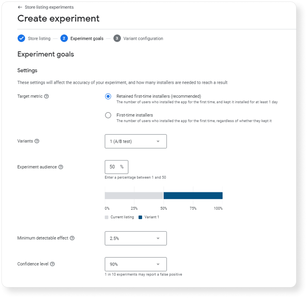 Choose up to 5 variants in the Google Play Experiments tool