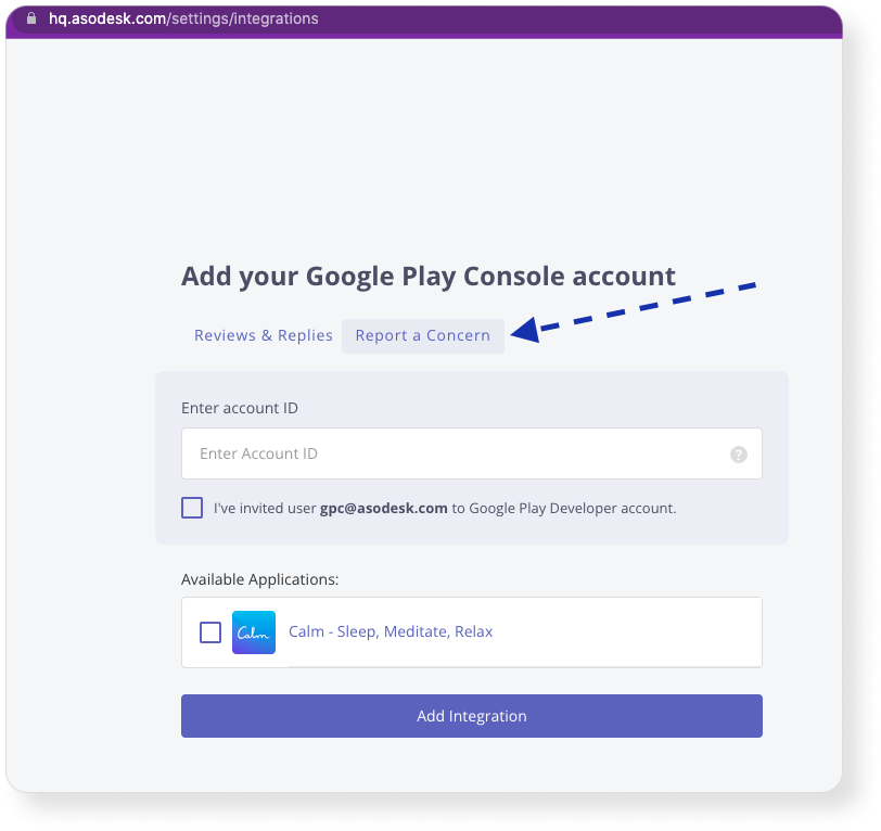 Integration of Google Play Console with Asodesk