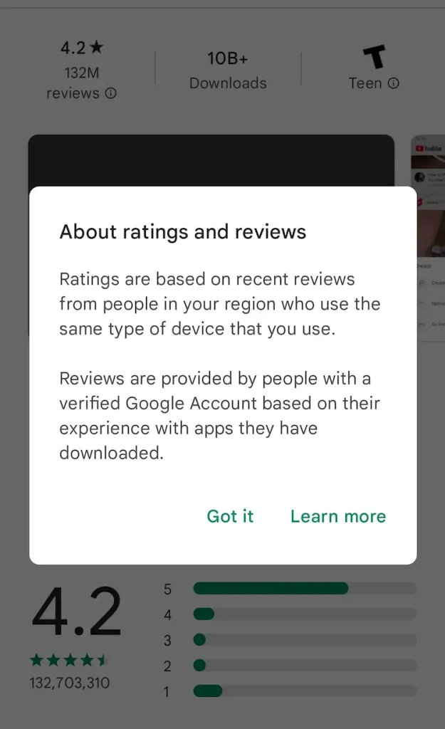 Google added filteting of rating by devices