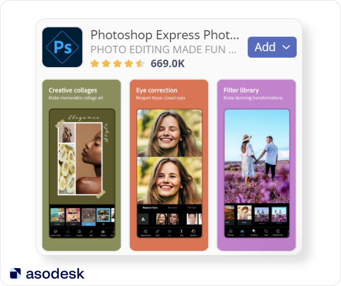 Photoshop app icon and screenshots