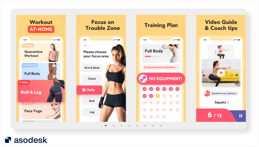 Workout for women app screenshots