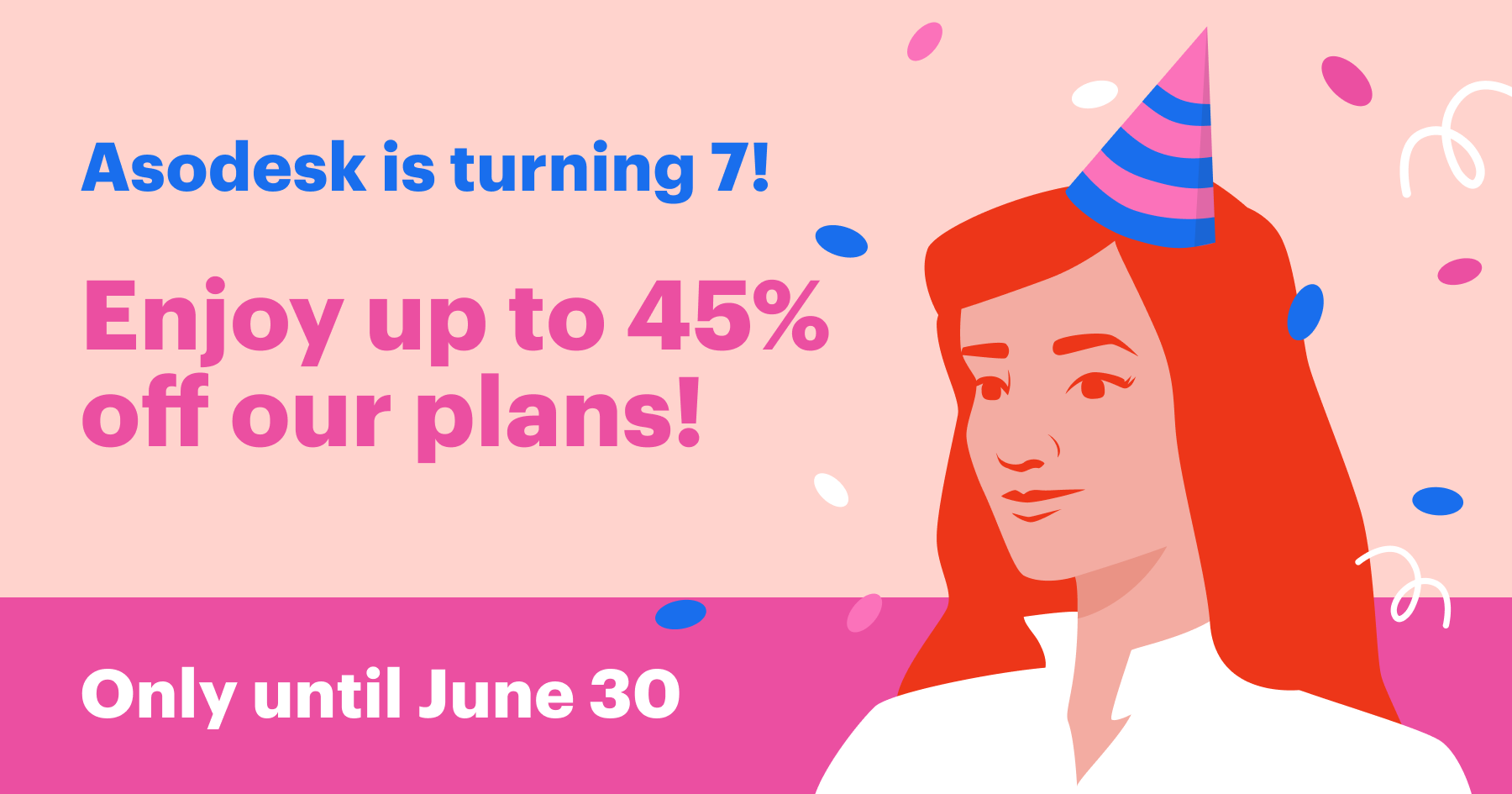 Asodesk gives up to 45% off on its birthday