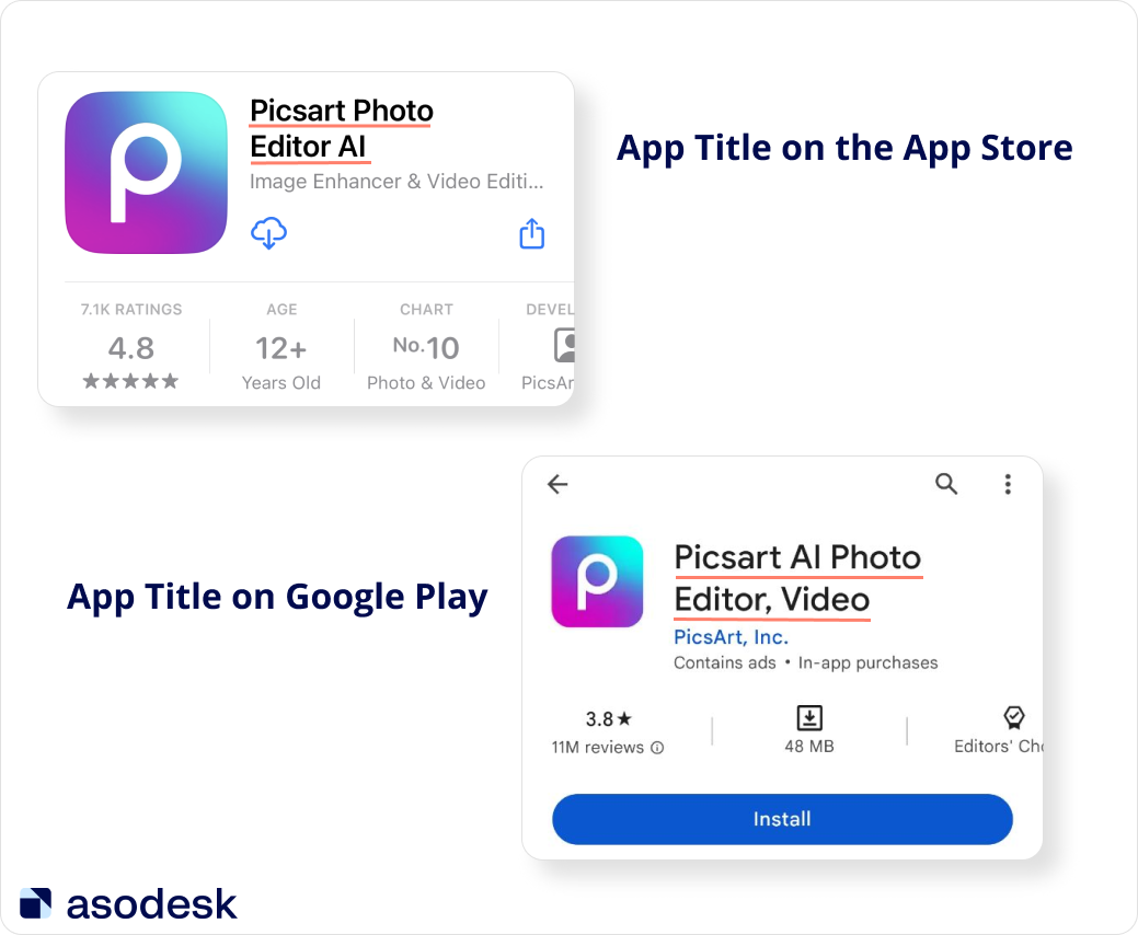 App title on the App Store (above) and Google Play (below)