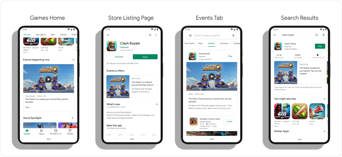 LiveOps in different placements on Google Play