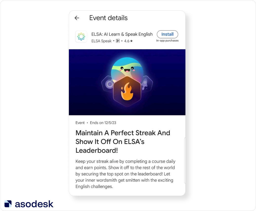Example of event on Google Play