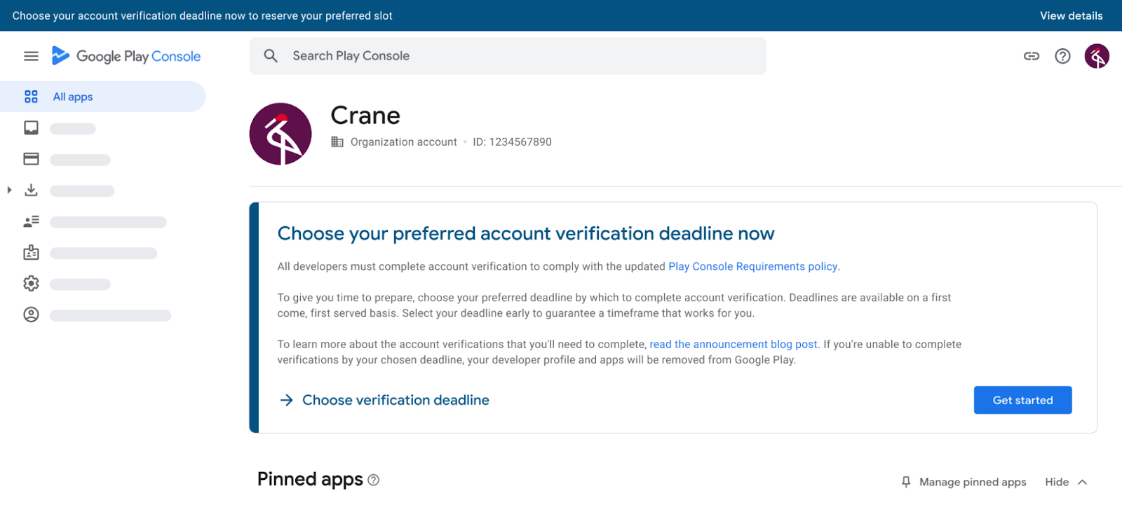 Choose your preferred account verification deadline in Google Play Console