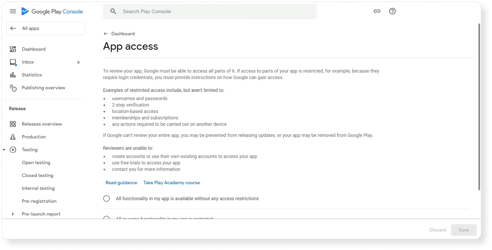 Giving Google access to your app