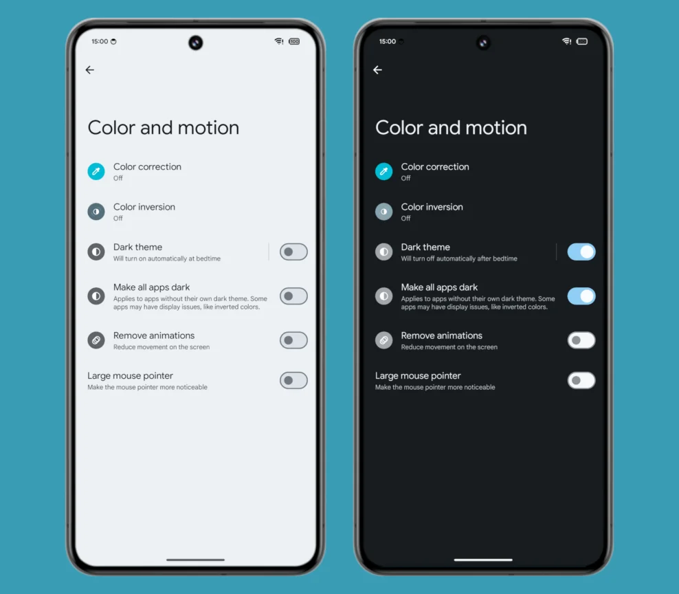 Dark theme in Android Settings