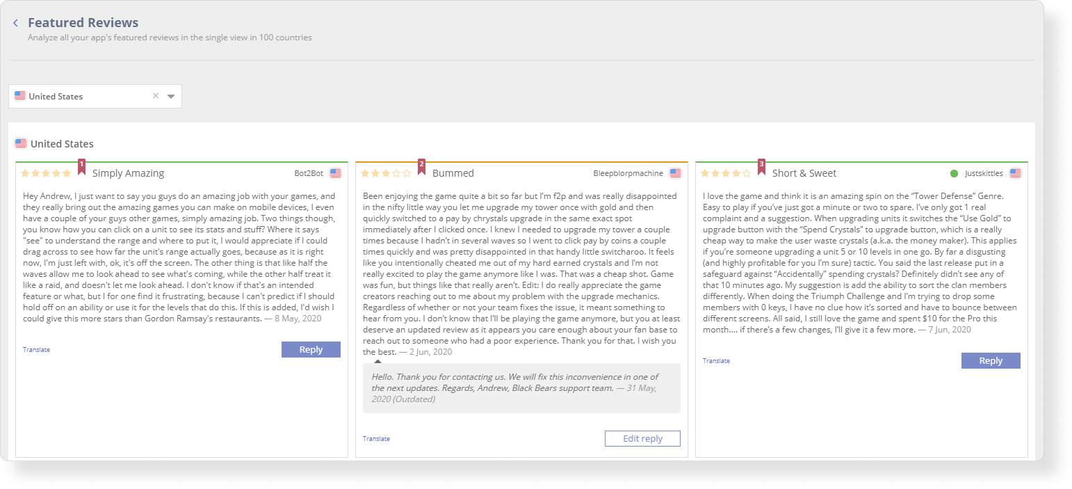 The Competitors tool on Asodesk allows DEVGAME to see their competitors' positions per keyword from the semantic core